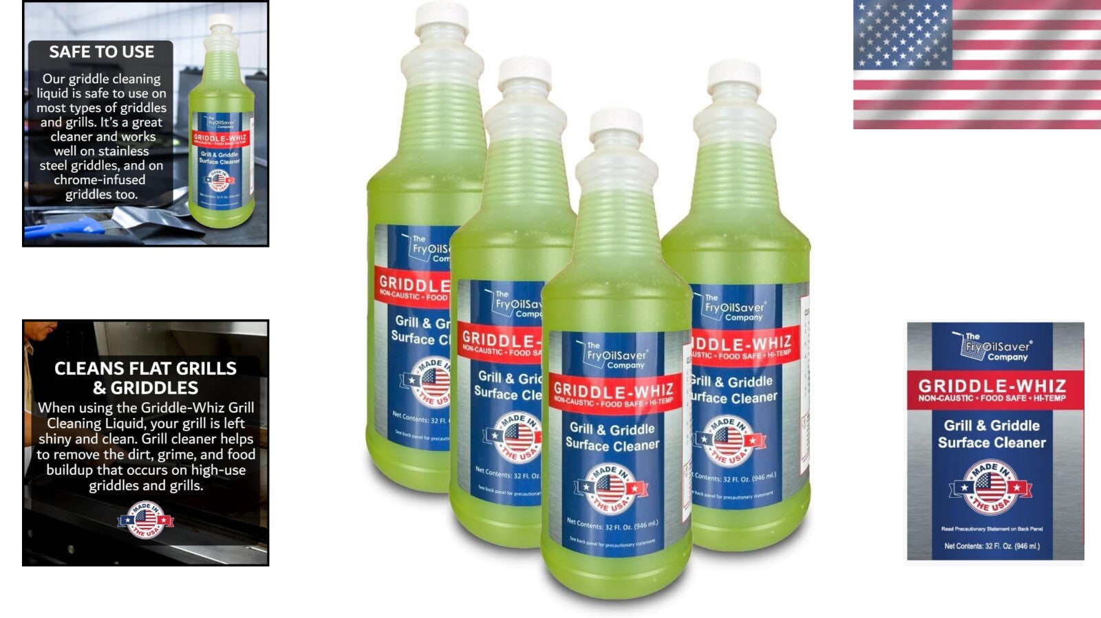 Fast-Acting Grill & Griddle Cleaner - Pack of 4 | Effortless Grease Removal