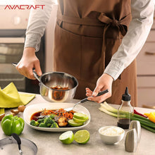 Load image into Gallery viewer, Premium Tri-Ply Stainless Steel Saucepan with Strainer Lid and Ergonomic Handle