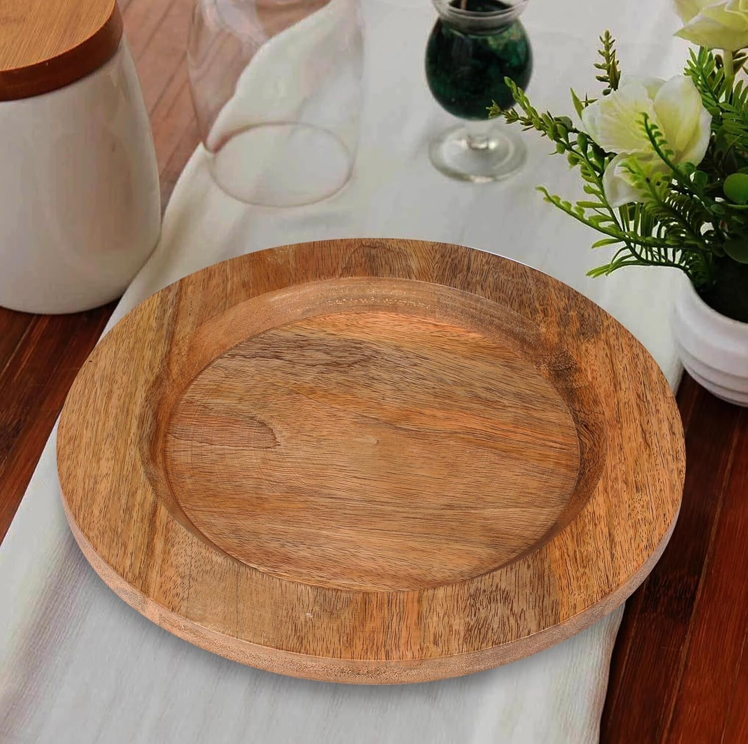 Handcrafted Rustic 13" Natural Wood Charger Plates - Set of 2 for Elegant Dining