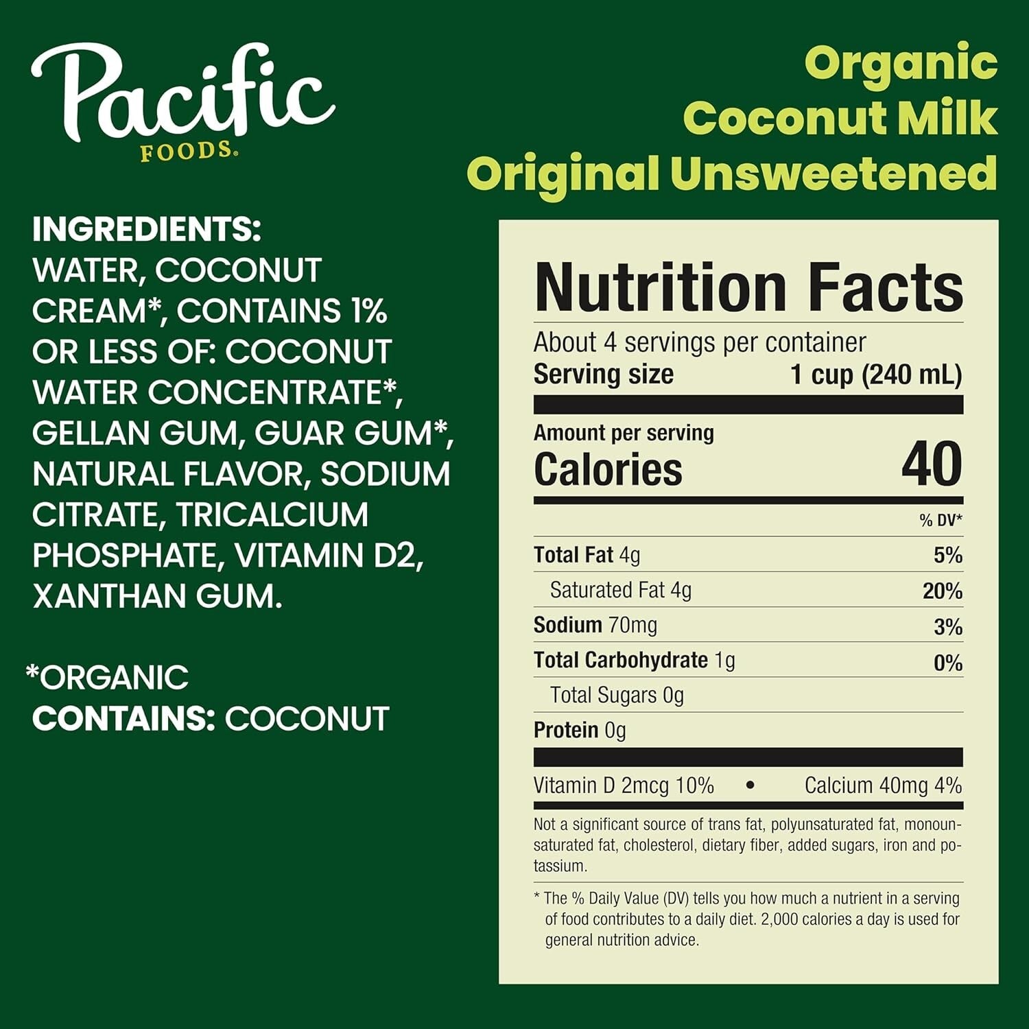 Delicious Plant-Based Coconut Milk - 32 oz Cartons, 12 Pack for Versatile Use