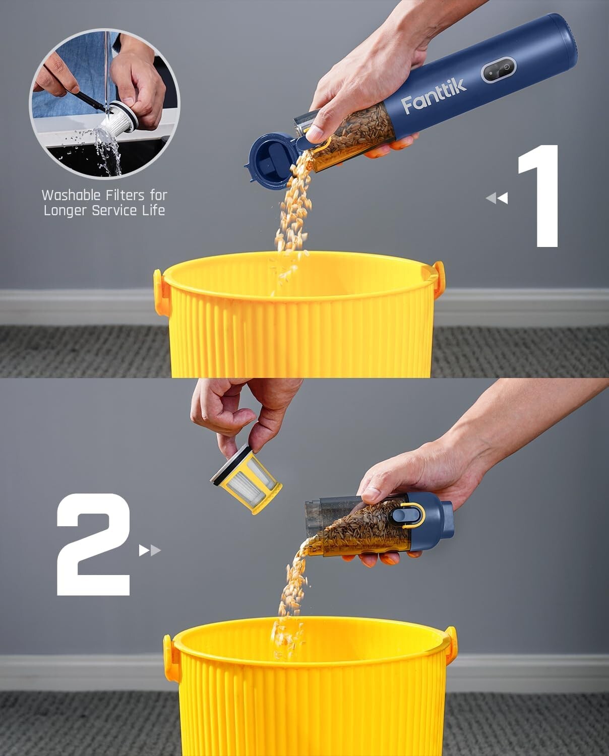 Versatile 4-in-1 Handheld Vacuum with Multiple Accessories for Pet Hair & More