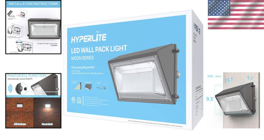 70W LED Wall Pack Light with Dusk-to-Dawn Sensor - 9100 Lumens for Outdoor Se...