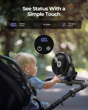 Load image into Gallery viewer, Rechargeable 8" Camping Fan with LED Light &amp; 3 Speeds - Super Quiet Design