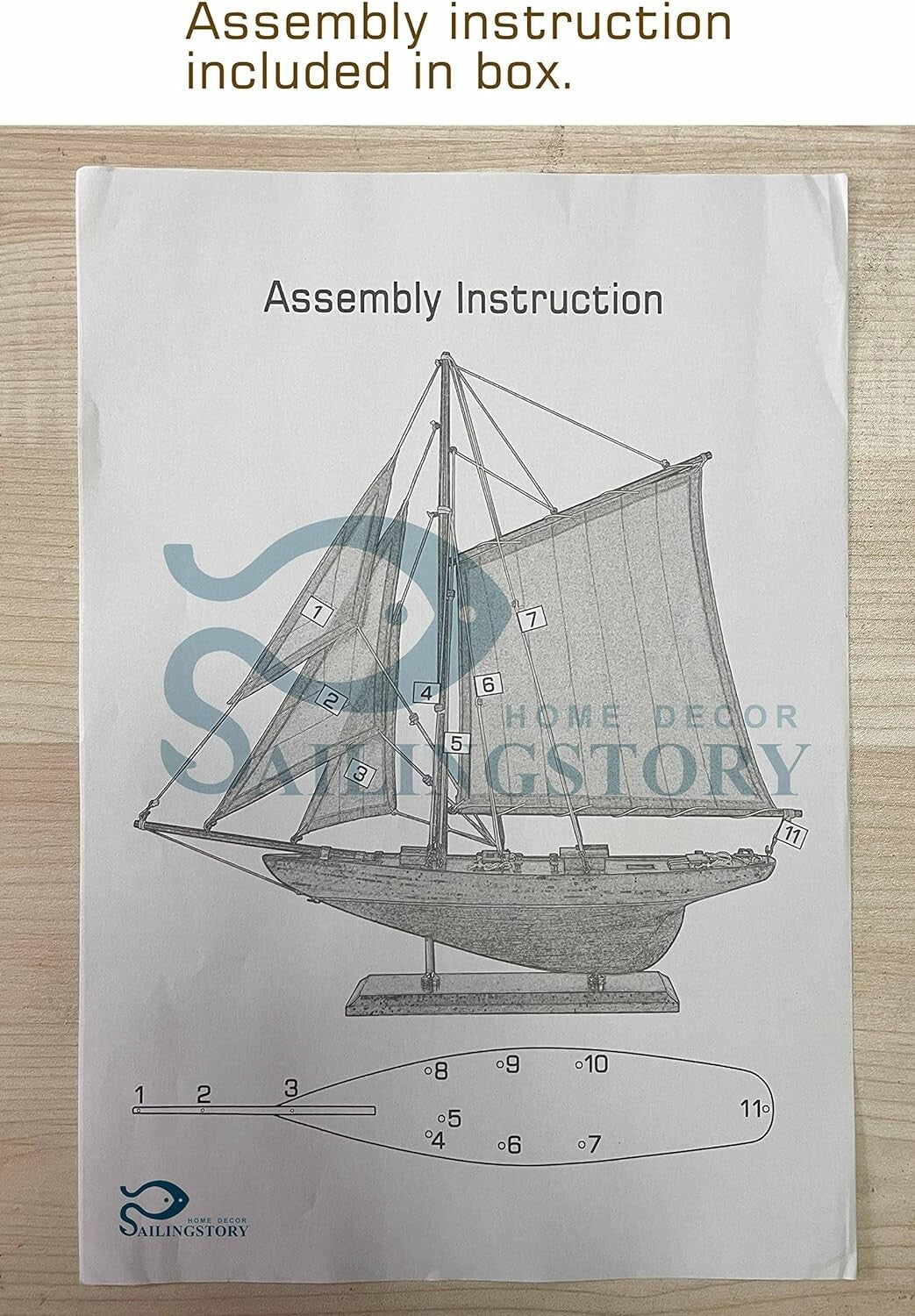 Large Pre-Assembled Sailboat Model with Plank-On-Frame Hull - 20.5" Navy Decor