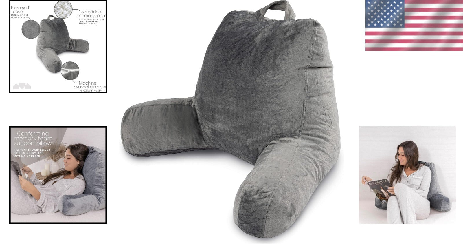 Adjustable Reading Pillow with Shredded Memory Foam - Soft Support for All Ages