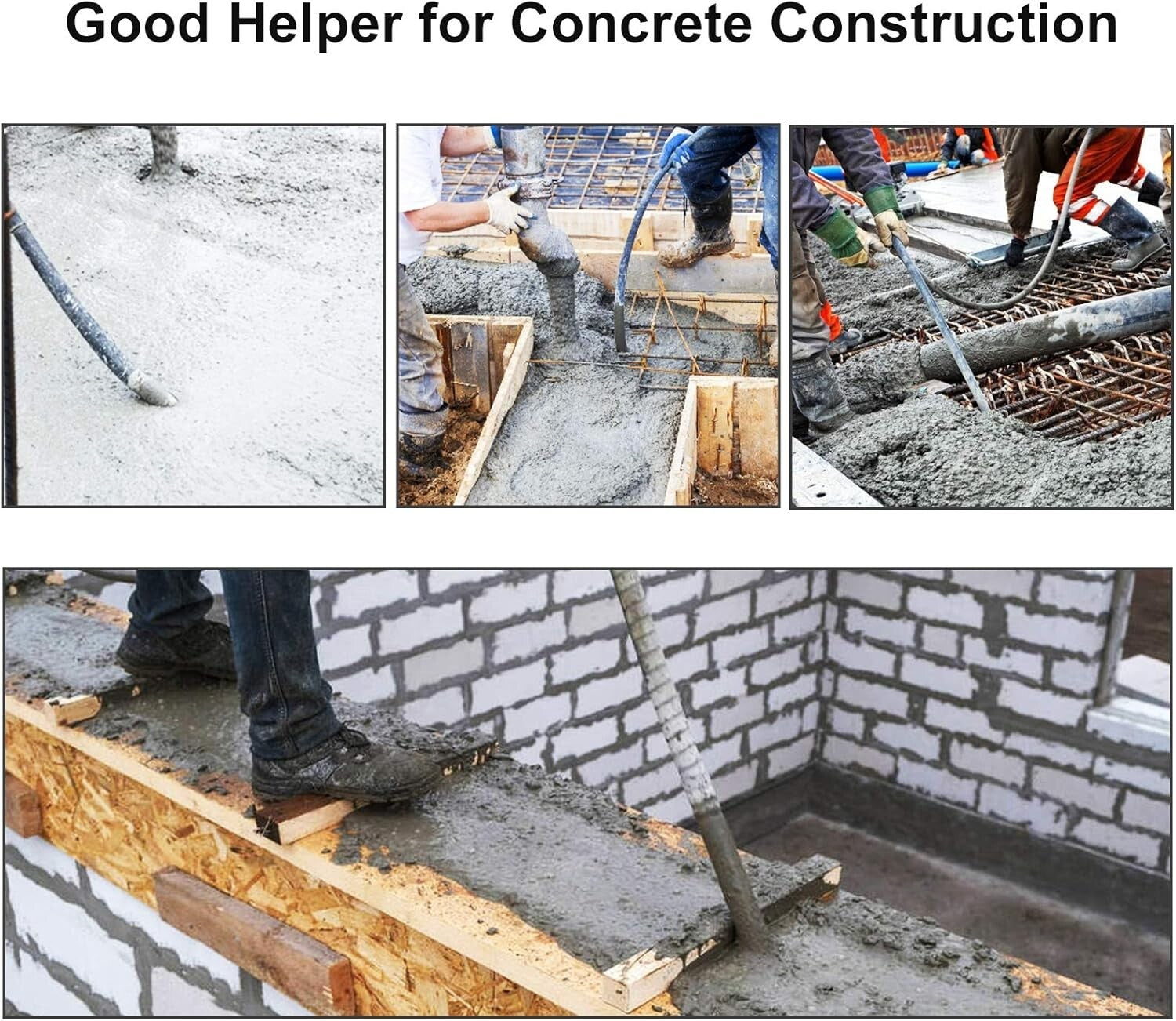 Efficient 1300W Concrete Vibrating Tool - 6.6 FT Long Copper Shaft for Easy Use