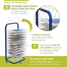 Load image into Gallery viewer, Portable Art Drying Rack with 25 Shelves - Wall Mountable for Efficient Storage