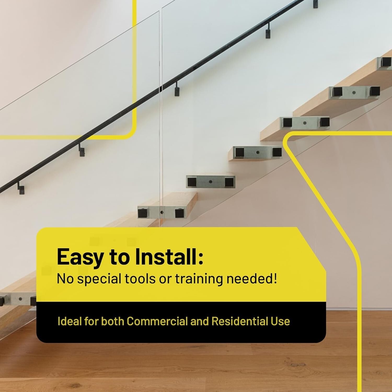 3ft Aluminum ADA Compliant Handrail Kit - Satin Black - Indoor/Outdoor Safety