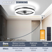 Load image into Gallery viewer, Smart Low Profile Ceiling Fan Light with Remote &amp; Dual Memory - Black Elegance