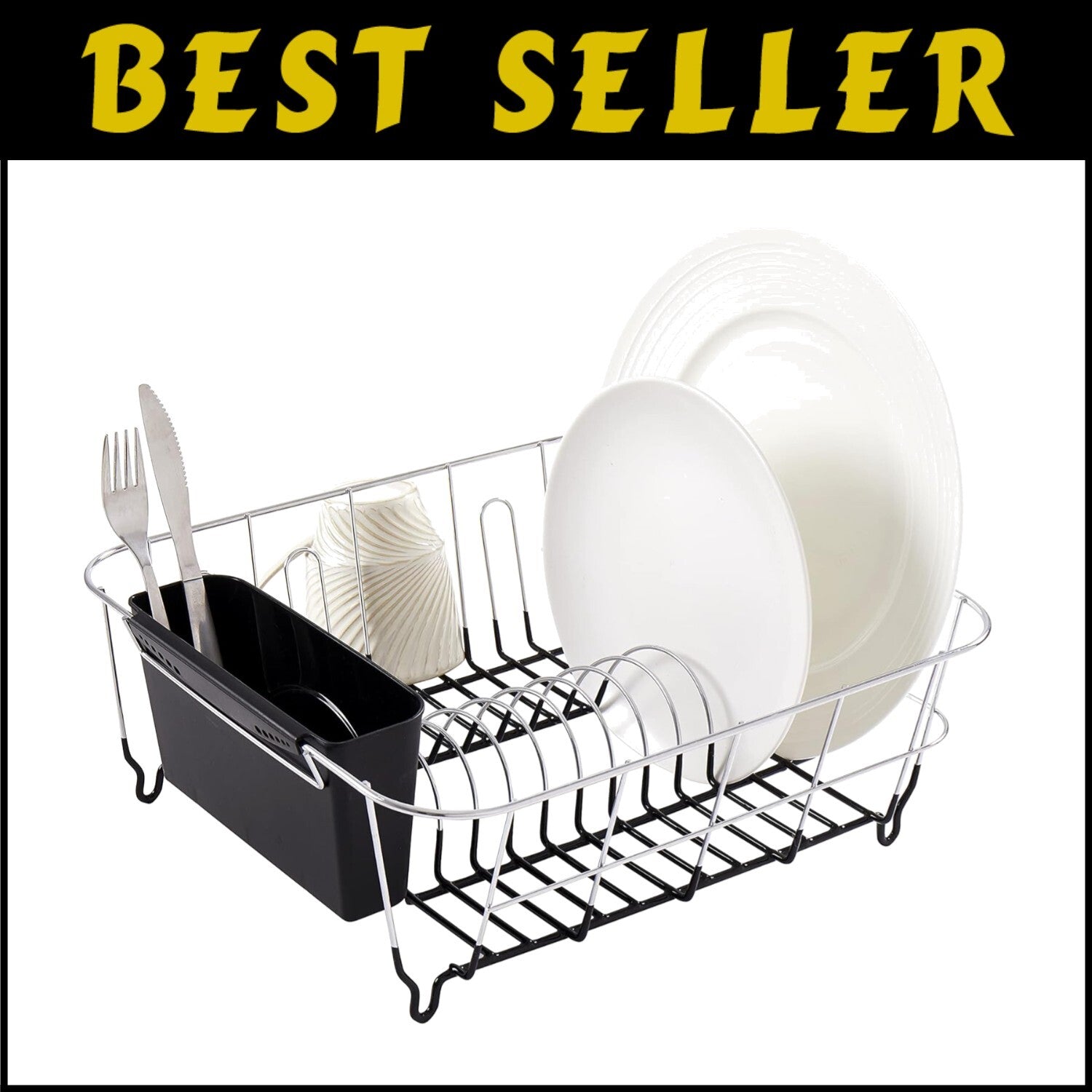 Compact 2-Piece Dish Drying Rack and Utensil Holder Set - Perfect for Small S...