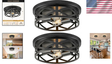 Load image into Gallery viewer, Modern Black Farmhouse Flush Mounts - 11" Adjustable Ceiling Lights Set of 2
