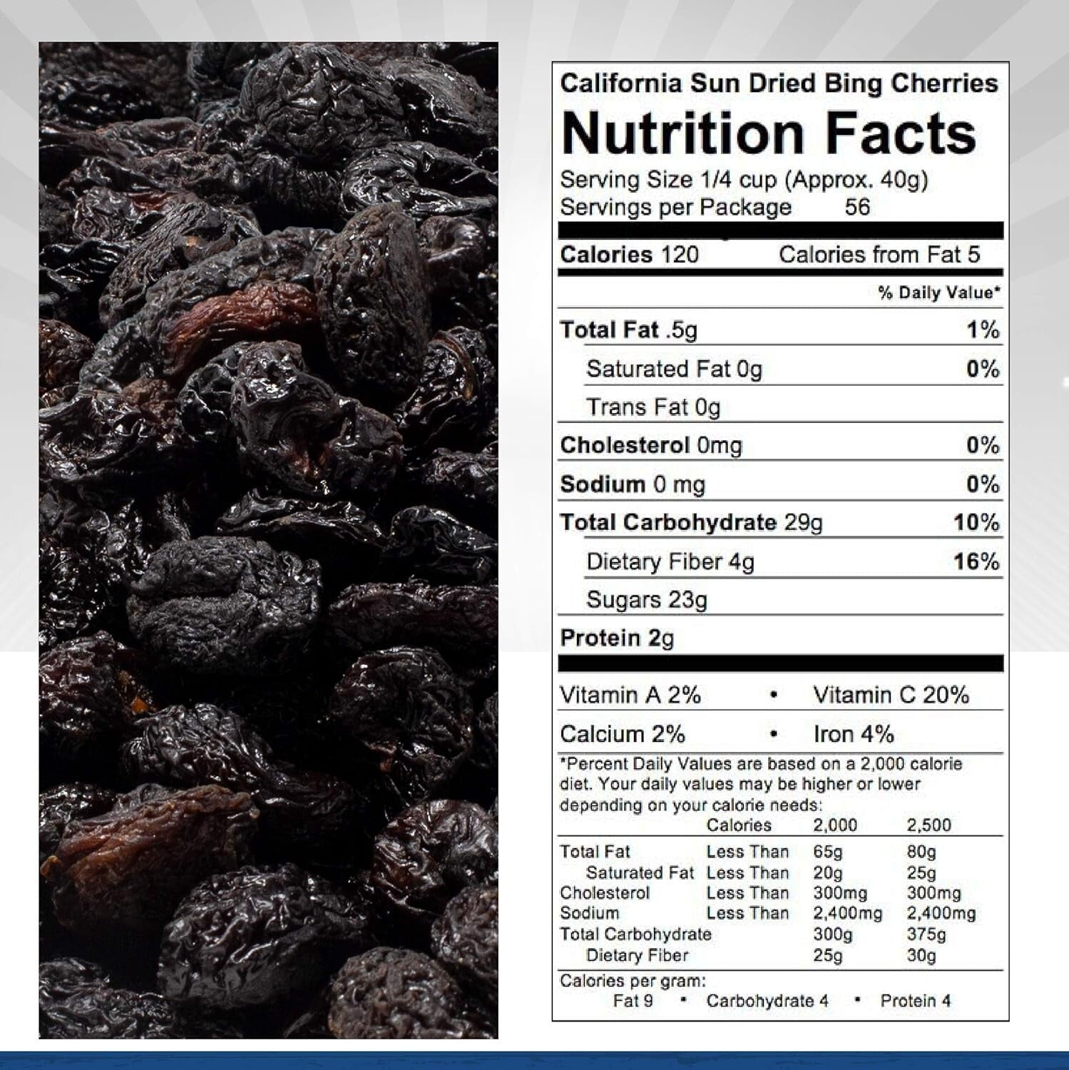 5 lbs Home Grown California Sun Dried Cherries - Intense Flavor & Real Fruit