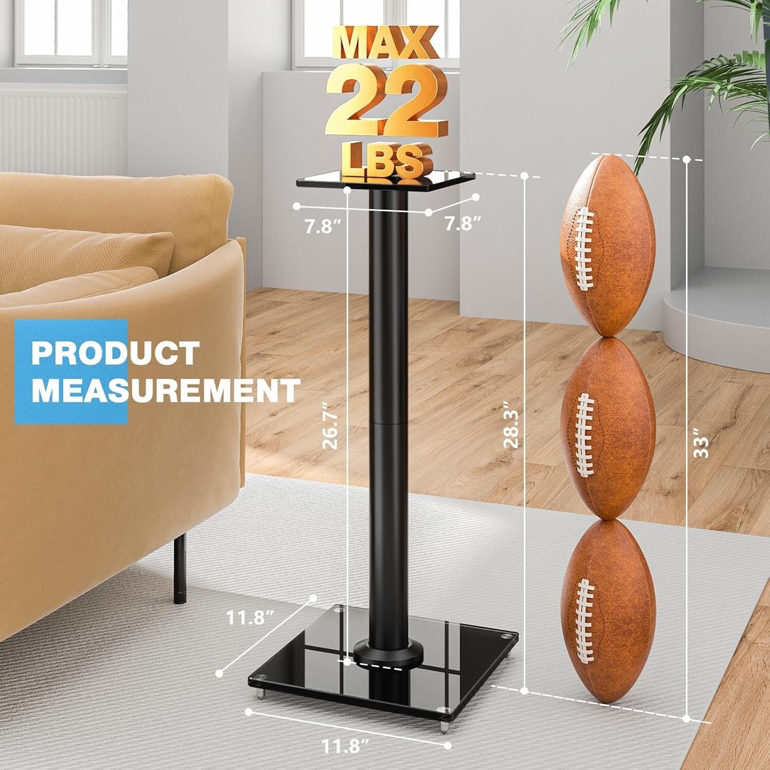 Premium 28-Inch Swivel Speaker Stand Set with Glass Base and Floor Protection
