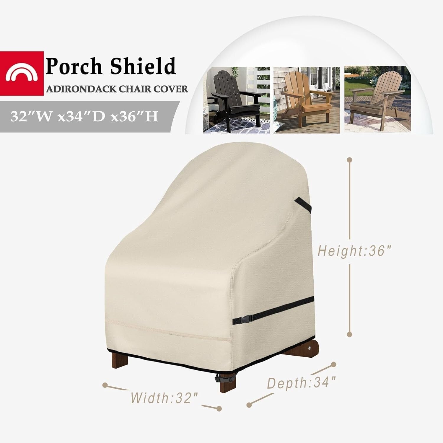 Waterproof Beige Patio Chair Cover 2-Pack - Ultimate Protection for Adirondacks