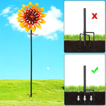 Load image into Gallery viewer, 62" Sunflower Wind Sculpture - 360° Kinetic Metal Pinwheel for Garden Decor