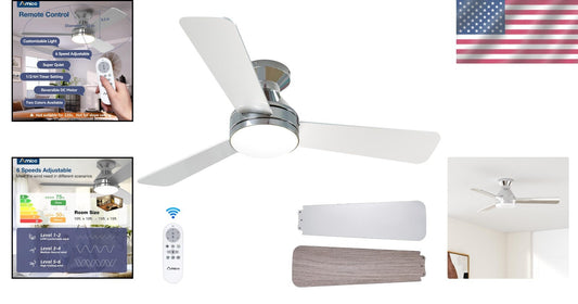Dimmable 42" Nickel Ceiling Fan with Remote for Elegant Indoor/Outdoor Spaces