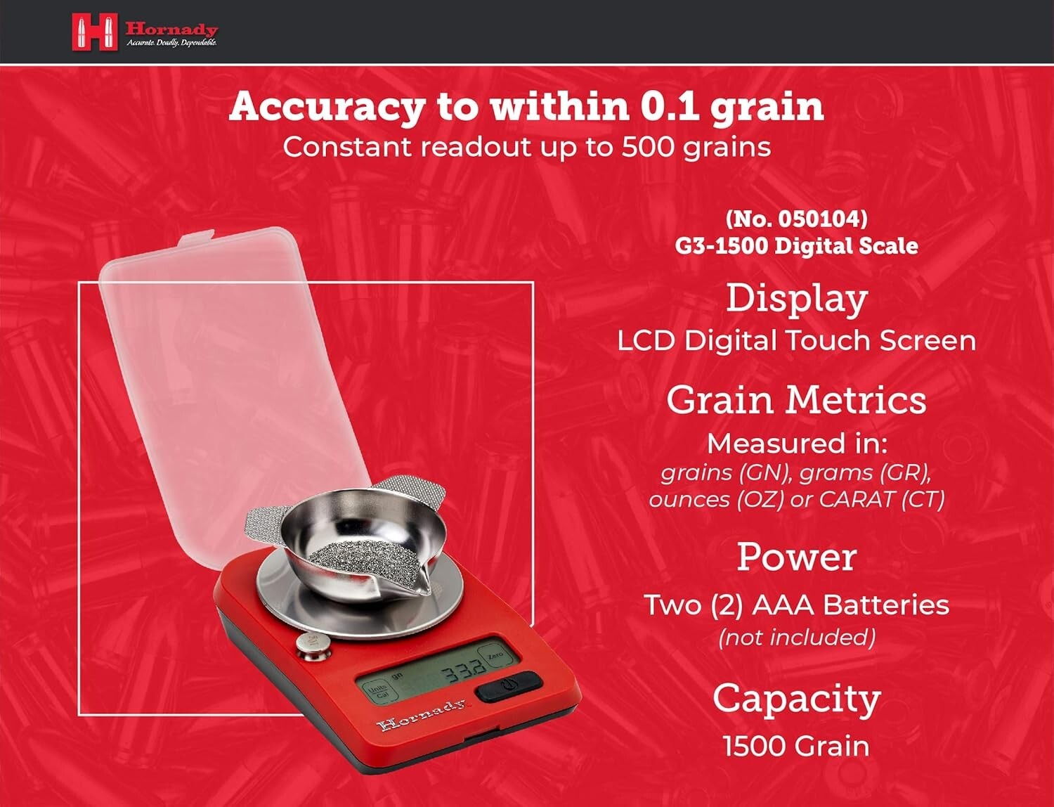 G3-1500 Reloading Scale for Precise Ammunition Weighing - Easy Calibration