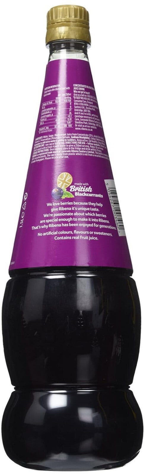Bulk Blackcurrant Concentrate, 5 x 1.5L Rich in Vitamins A & C, Calcium-Enriched