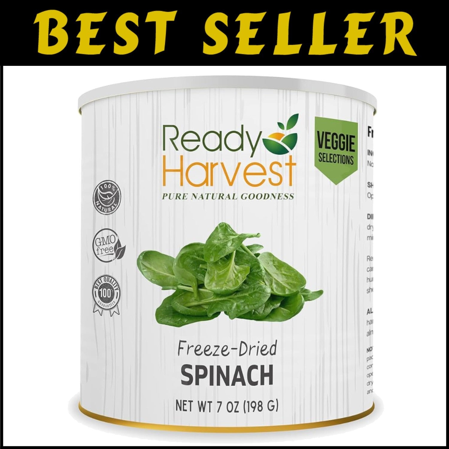 25-Year Shelf Life Freeze-Dried Spinach - Perfect for Camping & Survival Kits