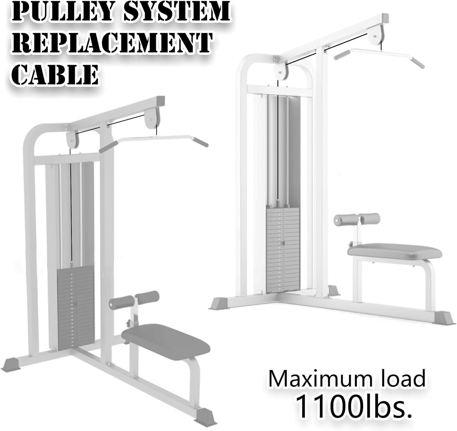 Durable Steel Wire Pulley Replacement Cable for All Gym Systems - Up to 1100 lbs