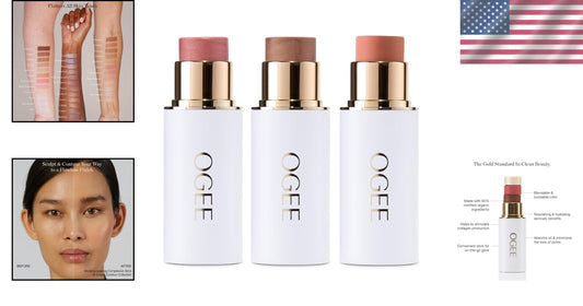 Certified Organic Bronzer, Blush, and Highlighter Sticks - Sheer Finish Trio