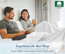 Load image into Gallery viewer, Comfortable King Size Fitted Sheets, 2-Pack 400 TC Cotton Sateen Bright White