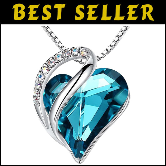 Personalized Infinity Heart Pendant Necklace - December Birthstone Jewelry Gift