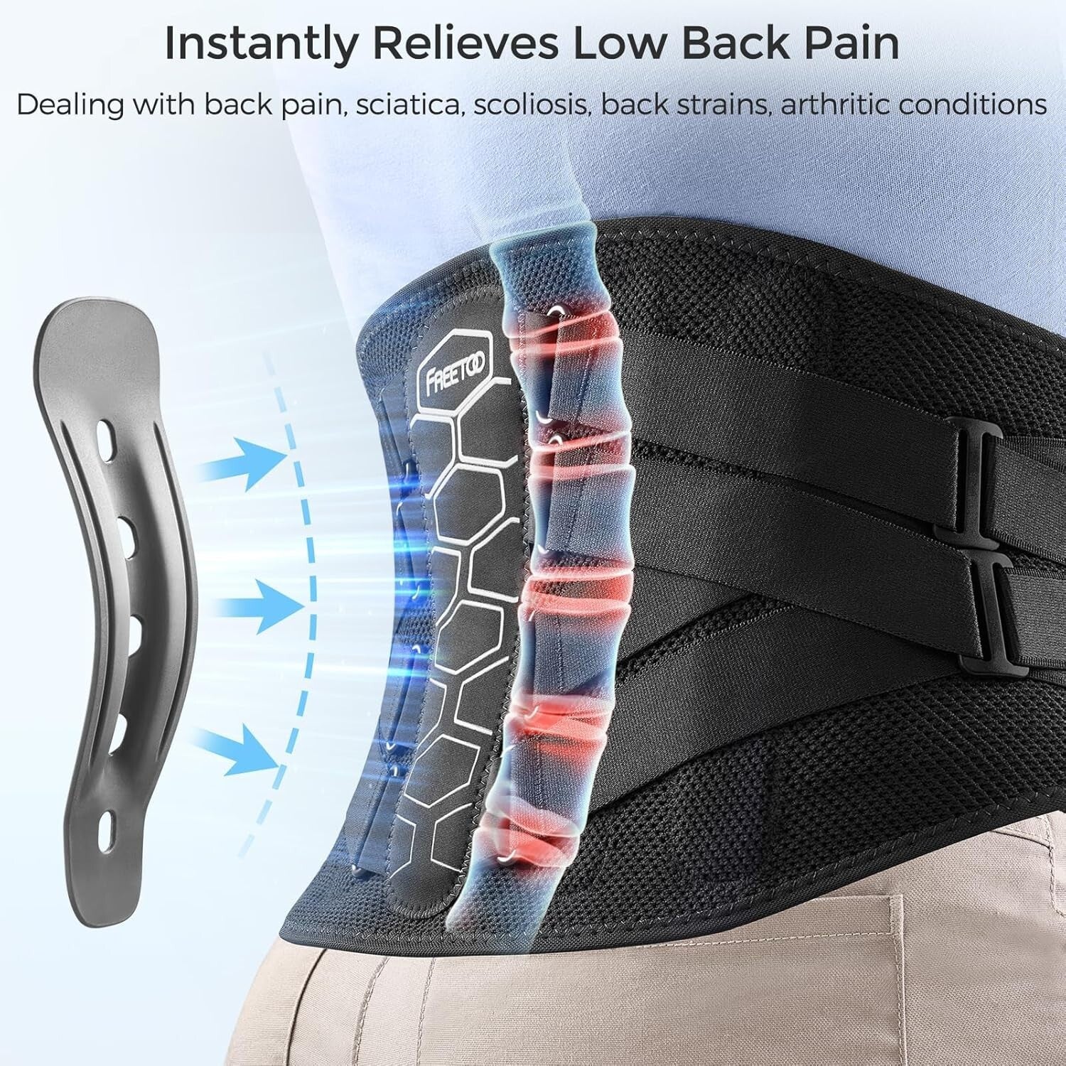 Ergonomic Pulley System Back Brace for Instant Lumbar Pain Relief - Size M