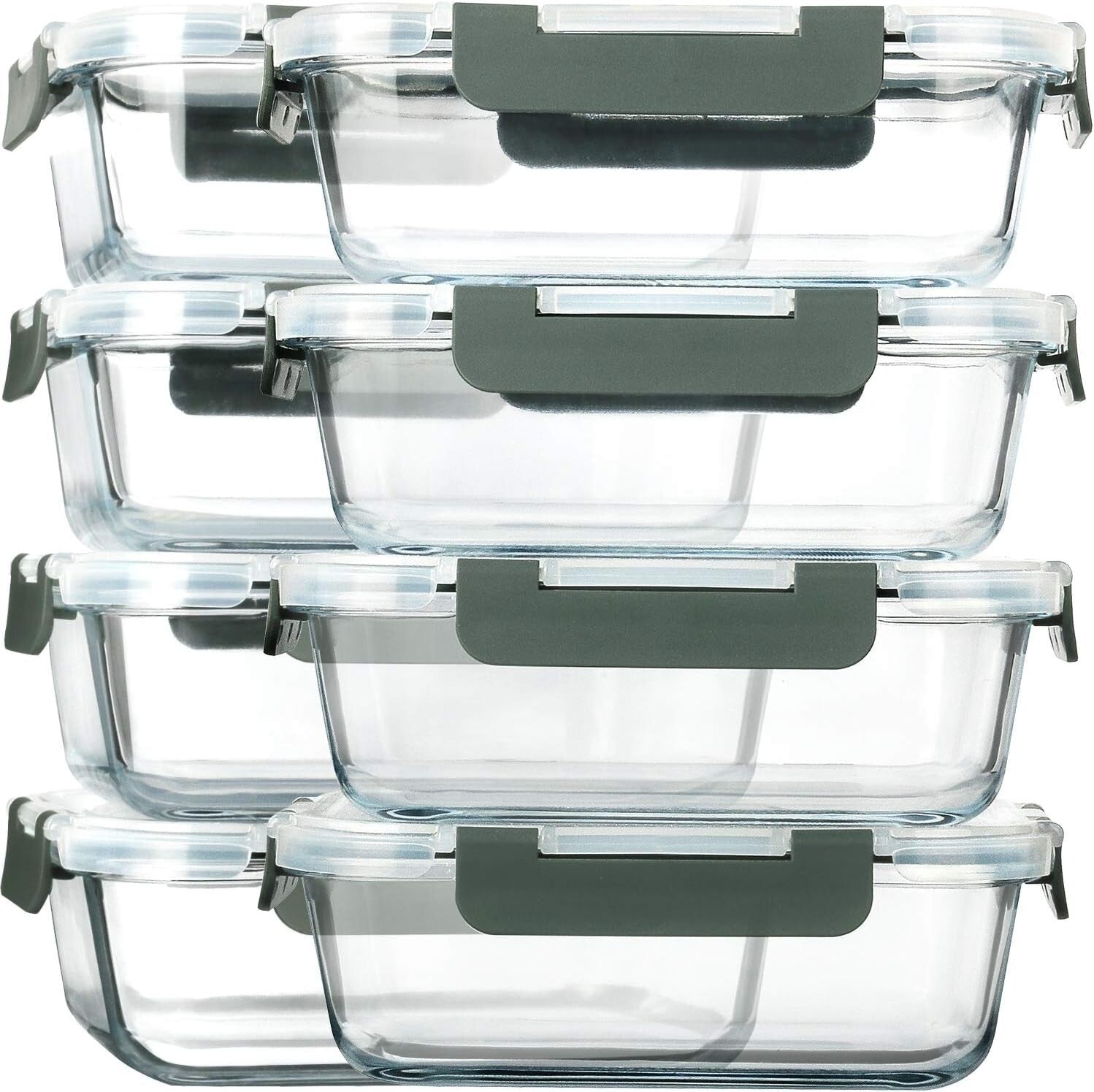 Durable 30 Oz Borosilicate Glass Containers - 8 Pack with Space-Saving Design