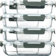 Load image into Gallery viewer, Durable 30 Oz Borosilicate Glass Containers - 8 Pack with Space-Saving Design