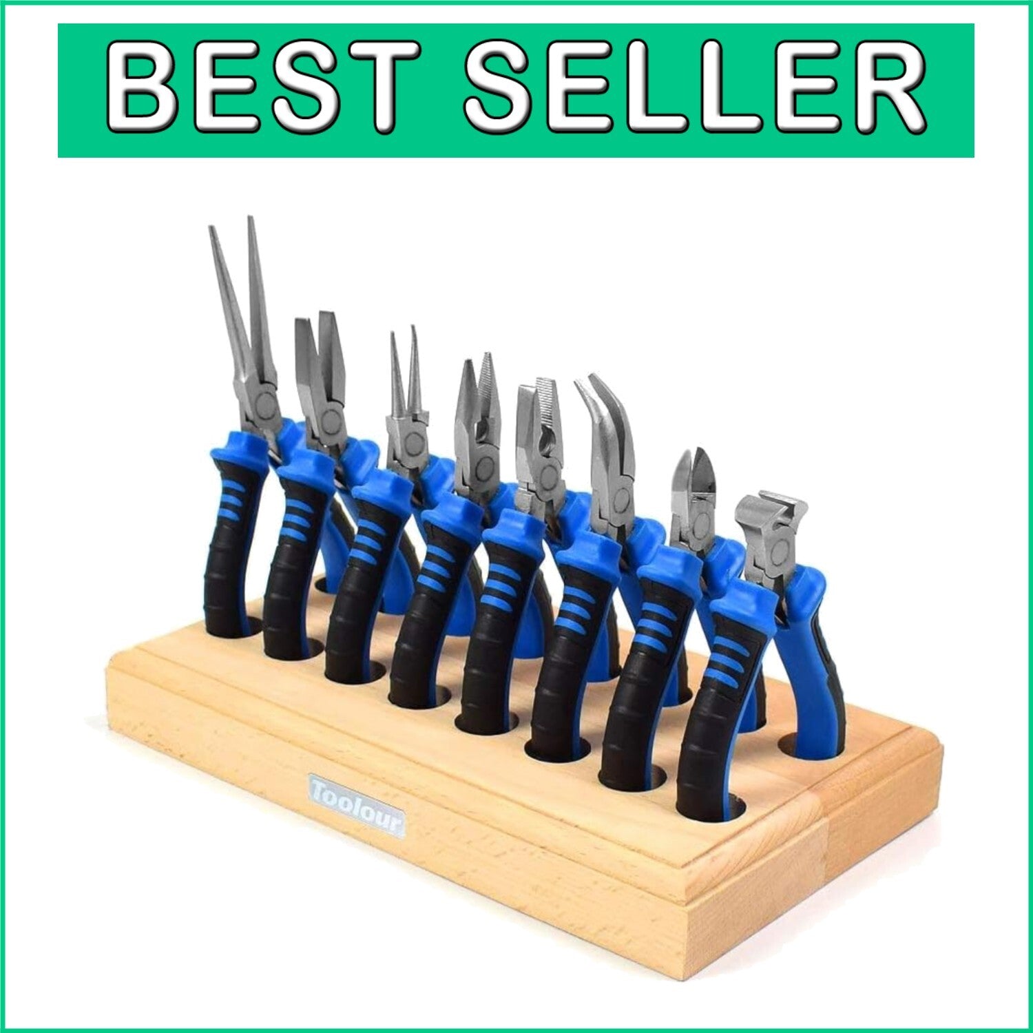 8-Pcs Professional Jewelry Pliers Set with Wood Holder for Crafting Perfection