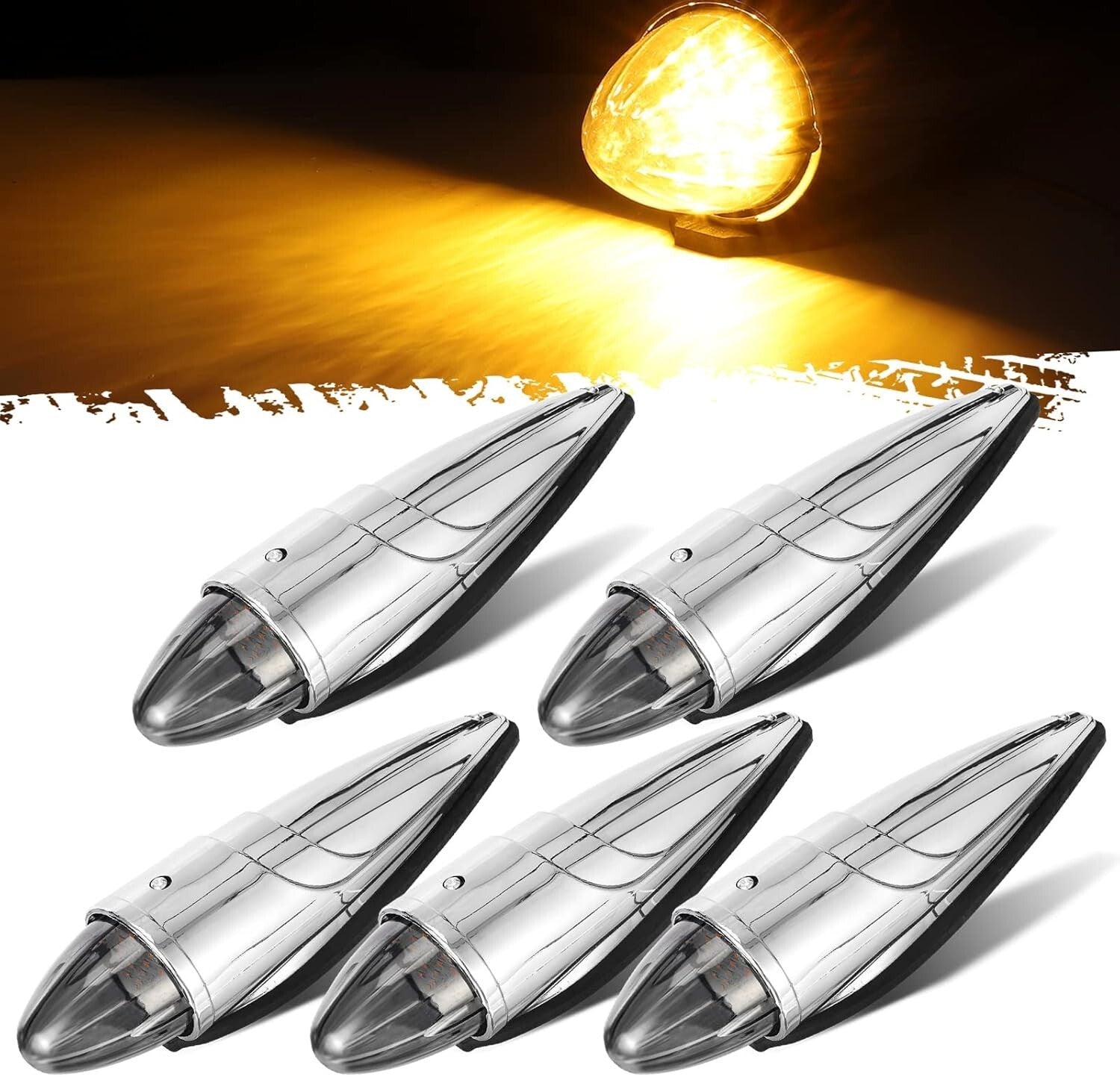 Premium 21 LED Amber Smoke Cab Lights for Kenworth, Peterbilt, & Freightliner