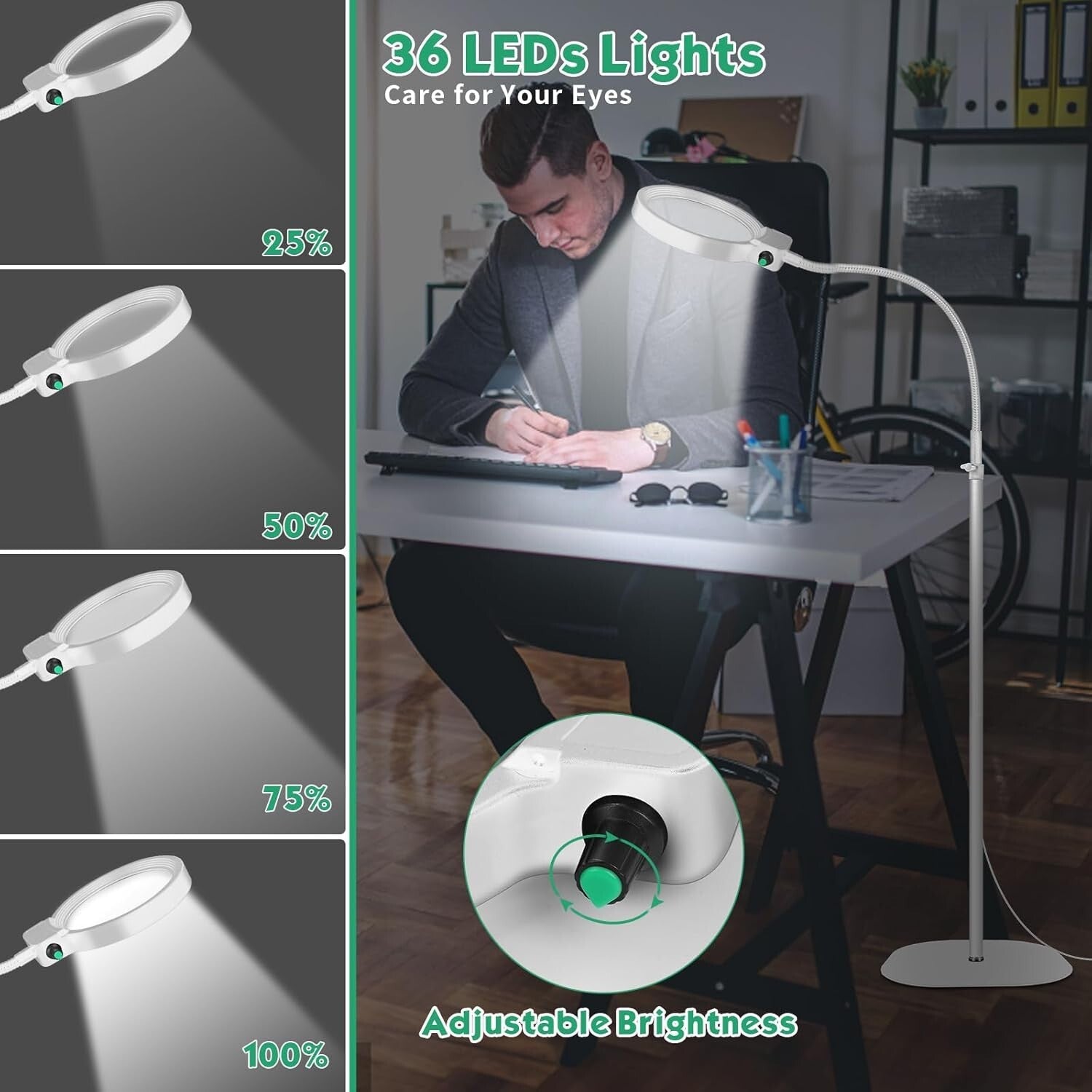 Adjustable 10X 30X LED Magnifying Glass with Stand - Perfect for Sewing & Crafts