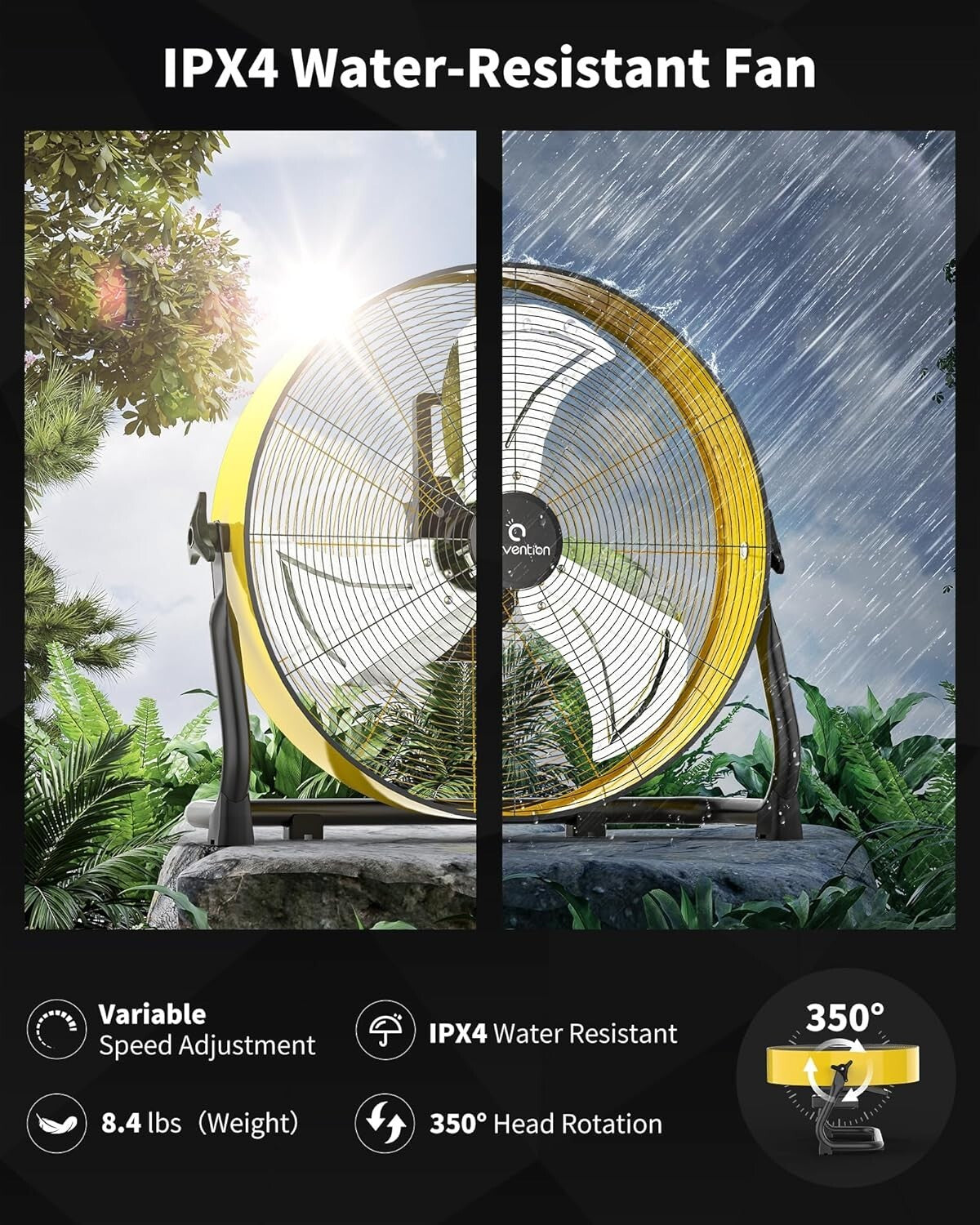 Water-Resistant High Velocity Fan - 15600mAh Rechargeable for Indoor/Outdoor Use