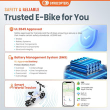 Load image into Gallery viewer, Urban 350W Folding Electric Ebike - 37 Miles Range, Adjustable Seat, GPS Enabled