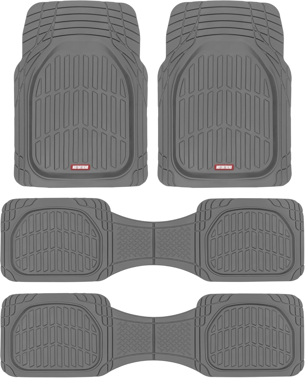 Trim-To-Fit Gray Rubber Mats - Deep Dish Design for Complete Floor Coverage