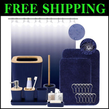 Load image into Gallery viewer, Stylish Bathroom Accessory Set - Water-Resistant Shower Curtain &amp; Absorbent Rugs