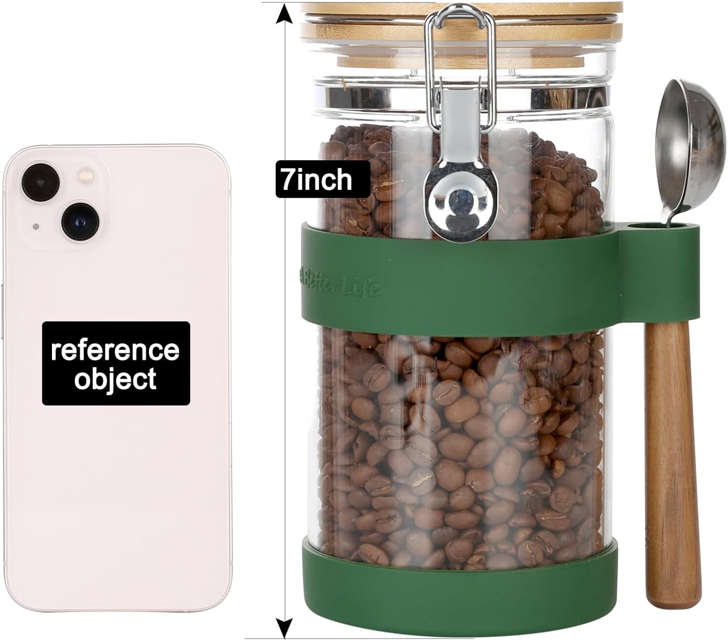 Elegant Airtight Coffee Storage Container with Scoop and Silicone Sleeve - 40oz
