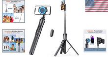 Load image into Gallery viewer, Portable Magnetic Selfie Tripod with Adjustable Height &amp; Remote for All Phones