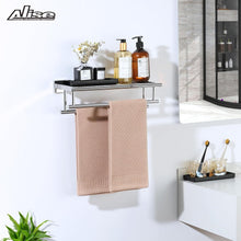 Load image into Gallery viewer, Elegant 16" Polished Chrome Towel Holder with Double Bars for Modern Bathrooms
