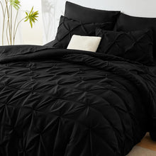 Load image into Gallery viewer, Stylish Black Full Size 7-Piece Bedding Set - Pinch Pleat Comforter Included