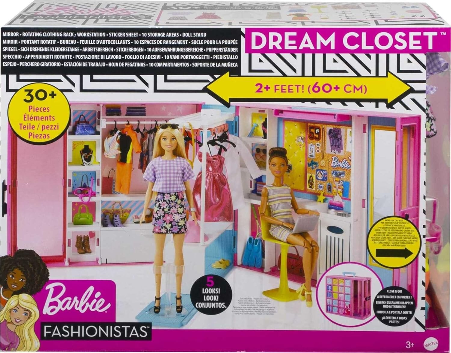 Creative Dream Closet Playset - 30+ Accessories, Desk & Carry Handle for Kids