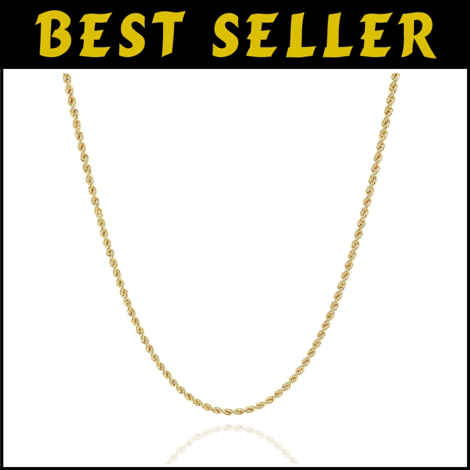 Elegant 14K Gold Filled Rope Chain Necklace - Sizes 2.1mm, 2.7mm, 3.8mm