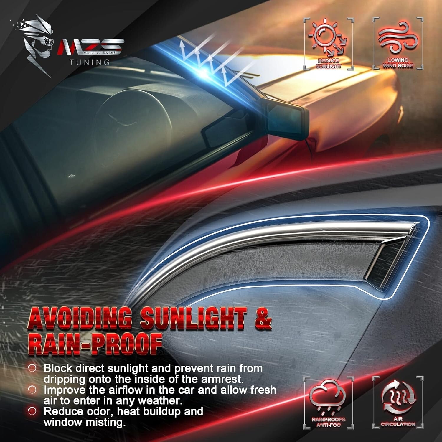 Durable Shatter-Resistant Rain Guards for 2019-2024 Vehicle Models - 4pc Set