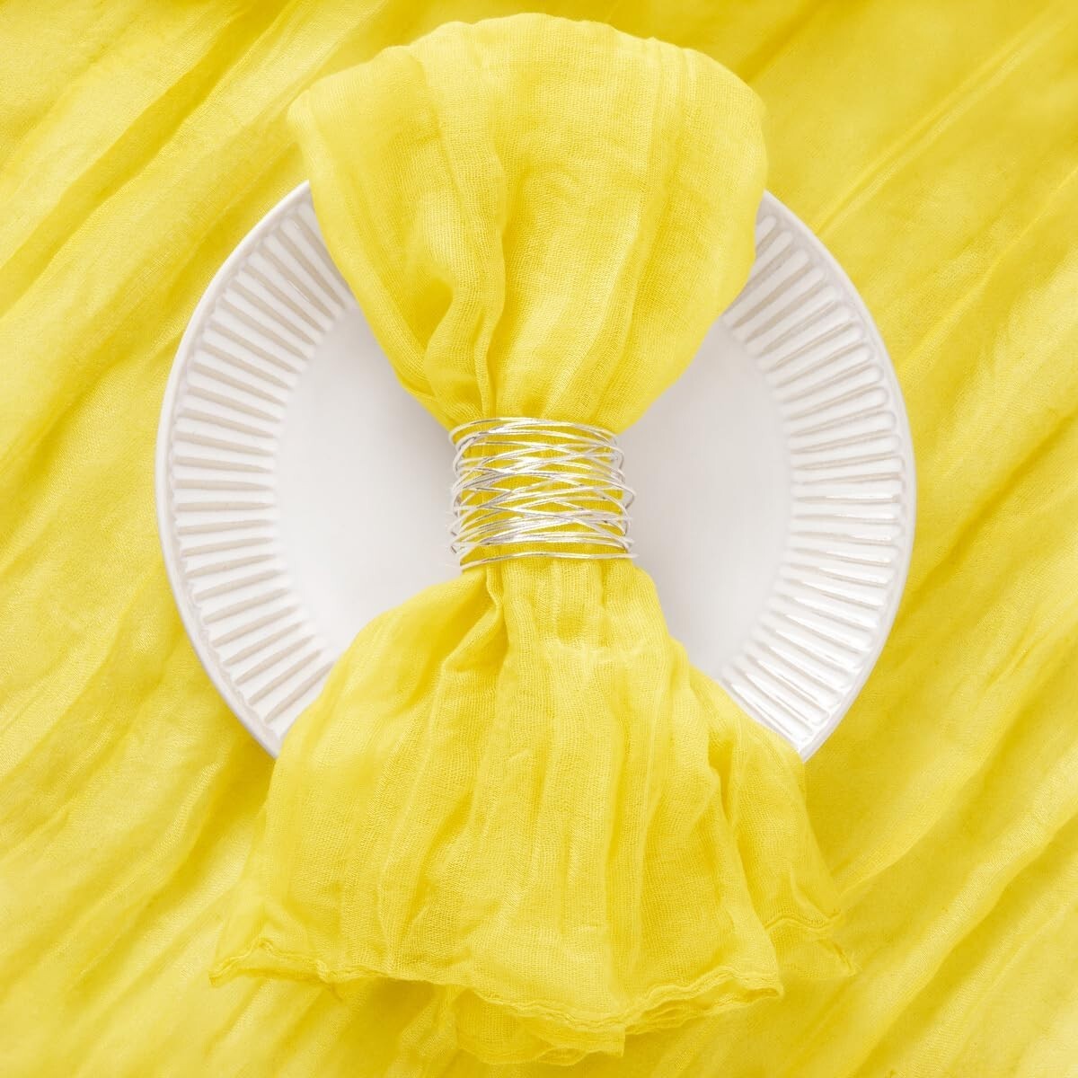 Premium 50-Piece Lemon Yellow Cheesecloth Napkin Set - 21'' for Any Celebration