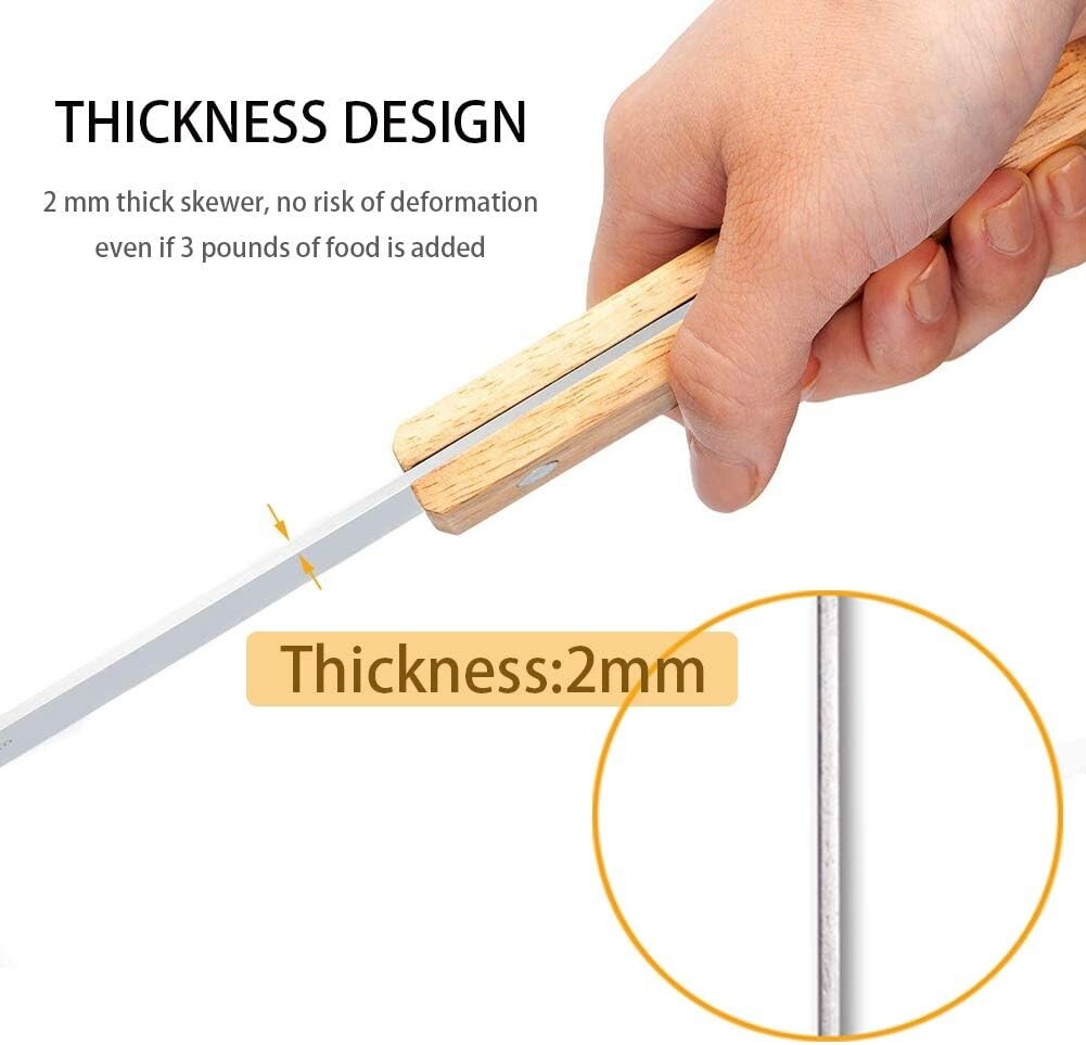 Eco-Friendly Stainless Steel BBQ Skewers with 1 Inch Wide Flat Design - Set of 7