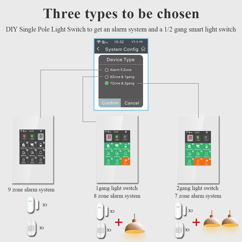 Smart Light Switch and Wireless Alarm System Combo for Home Security Upgrade