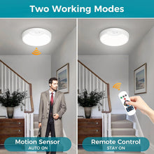 Load image into Gallery viewer, Rechargeable Motion Sensor Ceiling Light - 3 Color Temperatures, Remote 2-Pack