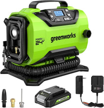 Load image into Gallery viewer, 24V Cordless Tire Inflator: 160 PSI Air Compressor with LED Light &amp; Auto Shut...