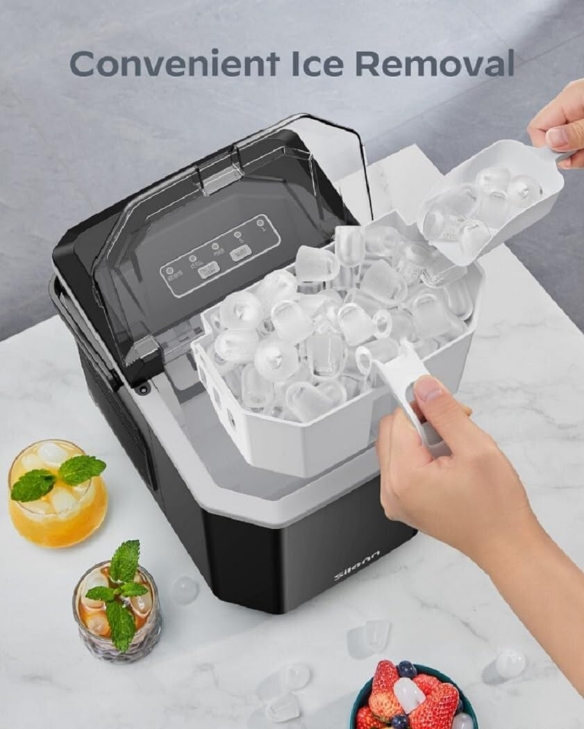 Portable Self-Cleaning Ice Maker - Compact Countertop Design for Home Use